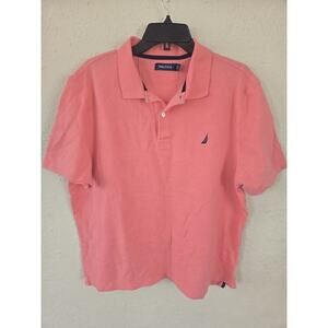 Nautica Polo Shirt, Mens Pink Casual Short Sleeve Top, Size XL